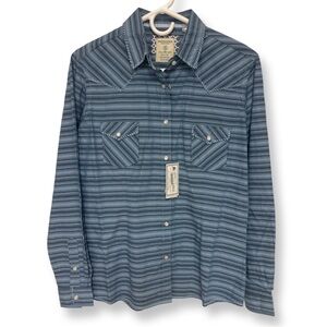 Panhandle Rough Stock Pearl Snap Western Shirt Women’s Small Blue